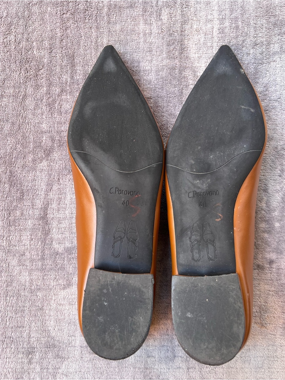 C.Paravano C Buckle Pointed Toe Leather Flats Sz 40 US 9.5 Aida Chic Classic - Picture 9 of 14